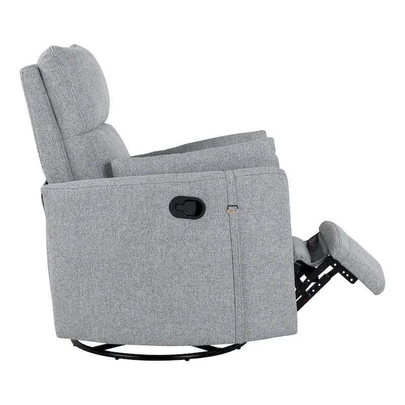 Swivel Rocker Recliner Chair with Linen Fabric, Adjustable Backrest and 2 Removable Pillows