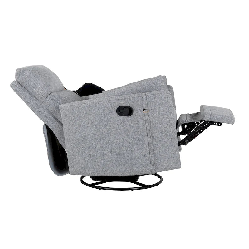 Swivel Rocker Recliner Chair with Linen Fabric, Adjustable Backrest and 2 Removable Pillows