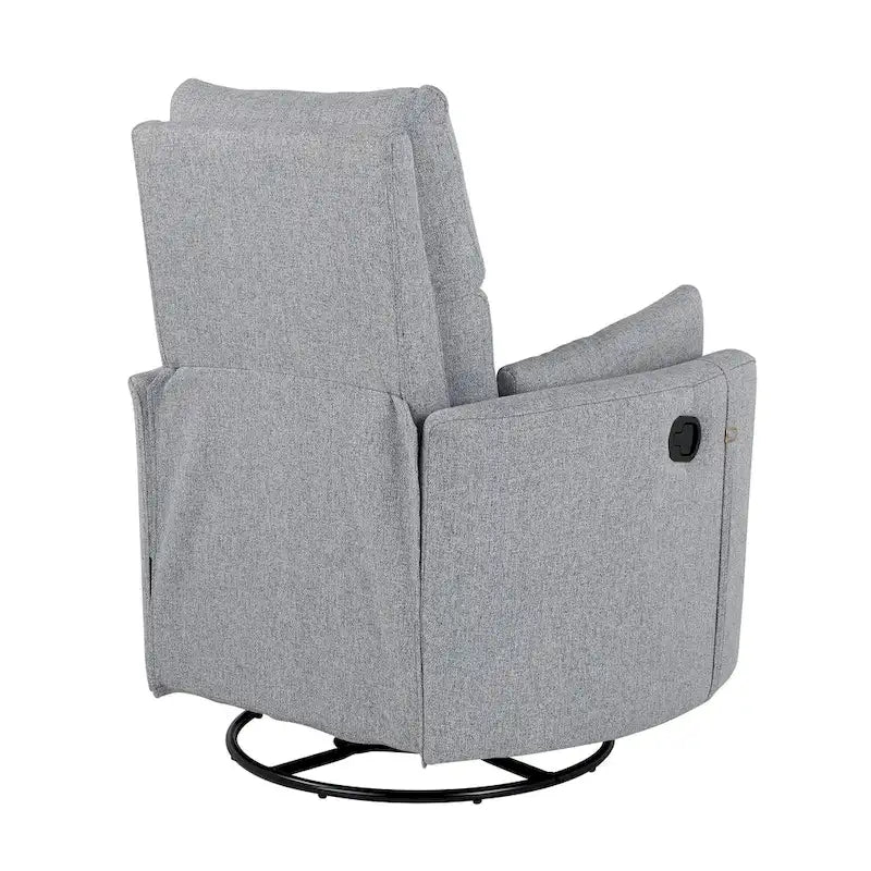 Swivel Rocker Recliner Chair with Linen Fabric, Adjustable Backrest and 2 Removable Pillows