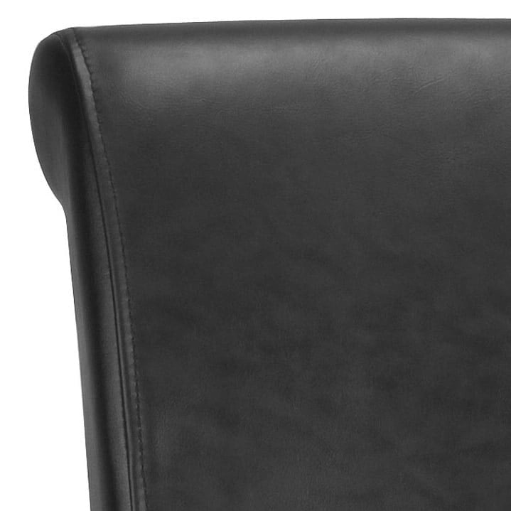 23-Inch Counter Stool with Black Faux Leather Seat and Tapered Wood Legs