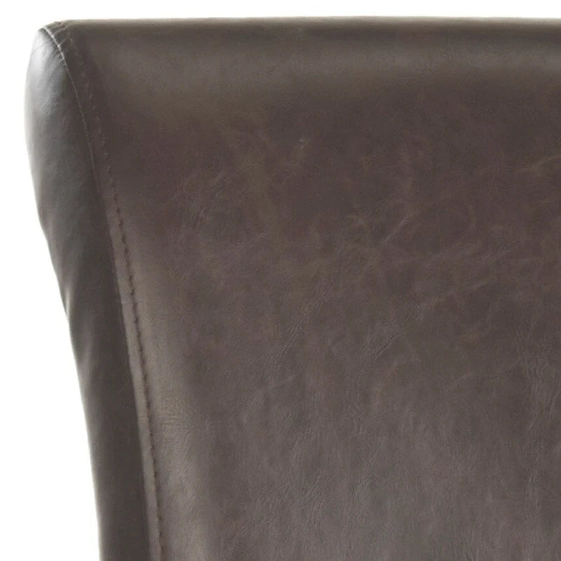 23-Inch Counter Stool with Black Faux Leather Seat and Tapered Wood Legs