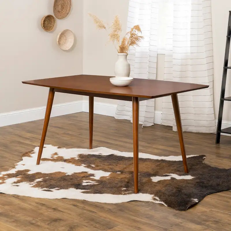 Skara 60-Inch Mid-Century Modern Round Dining Table with Walnut Finish