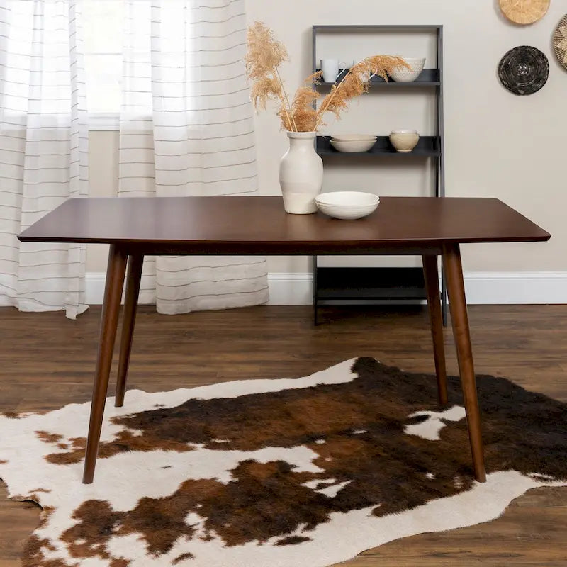 Skara 60-Inch Mid-Century Modern Round Dining Table with Walnut Finish