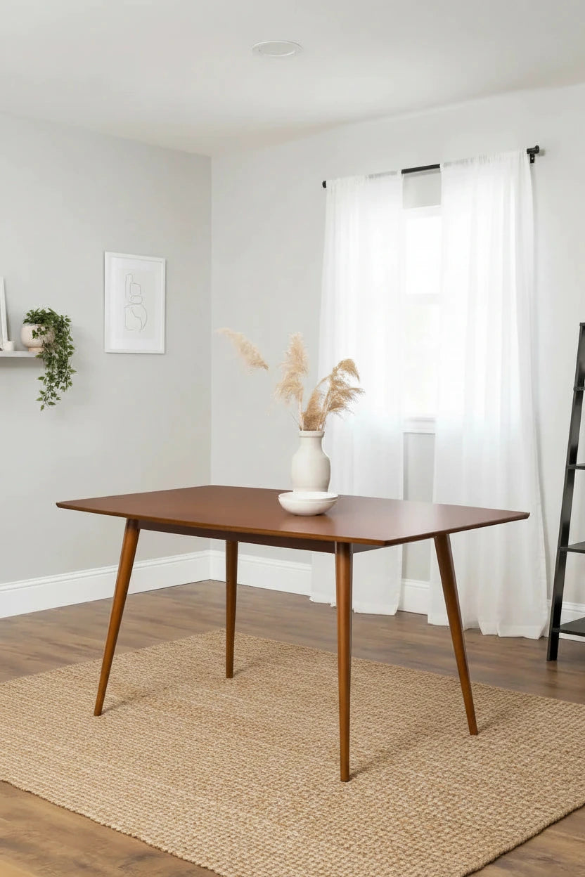 Skara 60-Inch Mid-Century Modern Round Dining Table with Walnut Finish