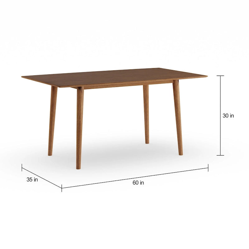 60-Inch Mid-Century Modern square dining table Dining Table with Walnut Finish