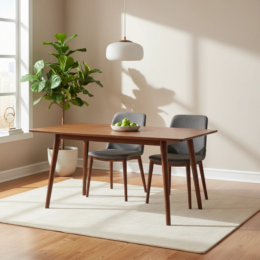 Skara 60-Inch Mid-Century Modern Round Dining Table with Walnut Finish