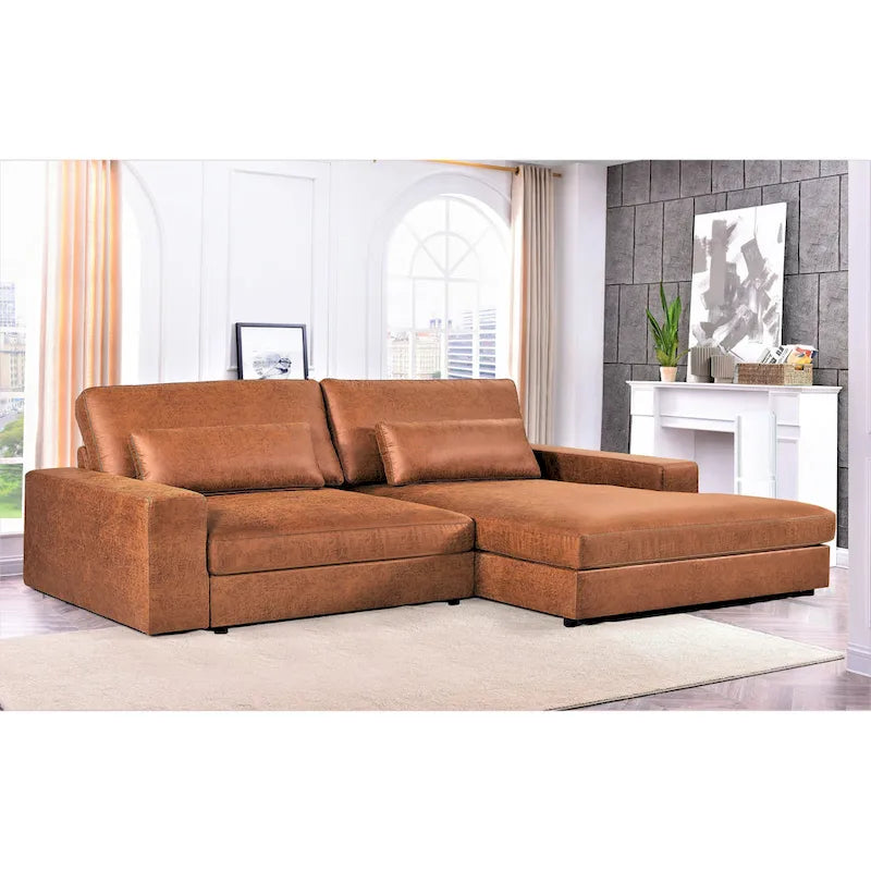 105-Inch Oversize Corduroy Sectional Sofa with Facing Seats