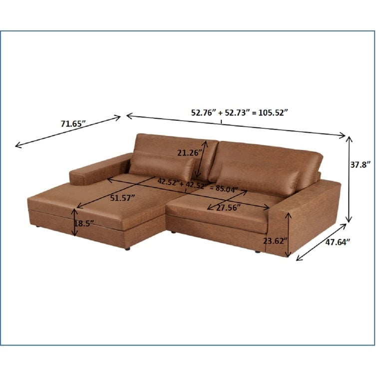 105-Inch Oversize Corduroy Sectional Sofa with Facing Seats