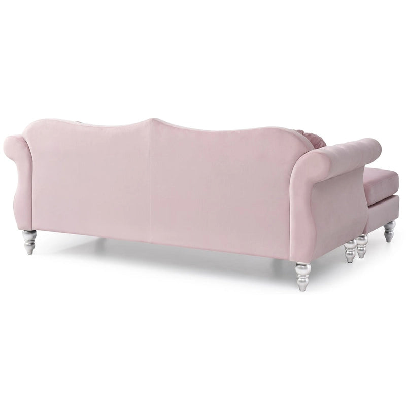 81-Inch Velvet Sectional Sofa with Chaise and Throw Pillows