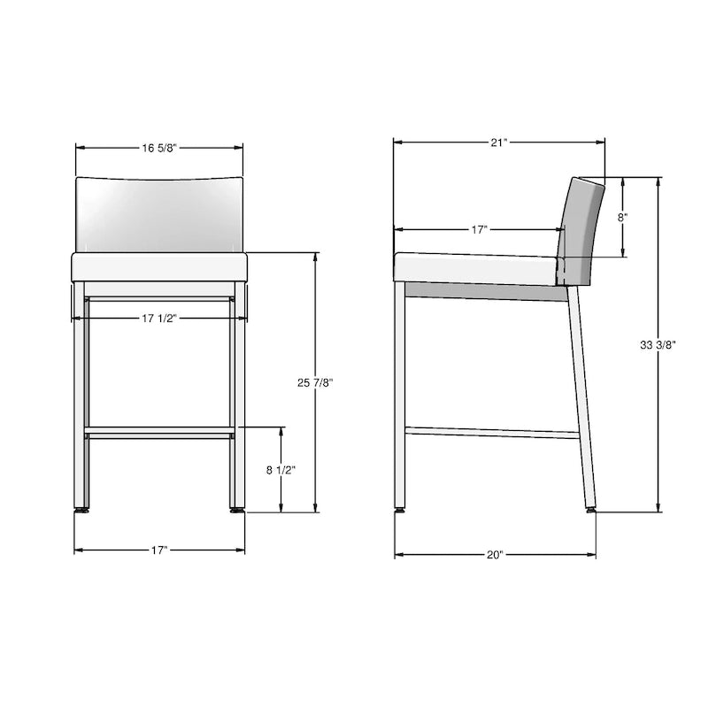 Counter Height Bar Stool with Welded Metal Frame and Scratch-Resistant Finish