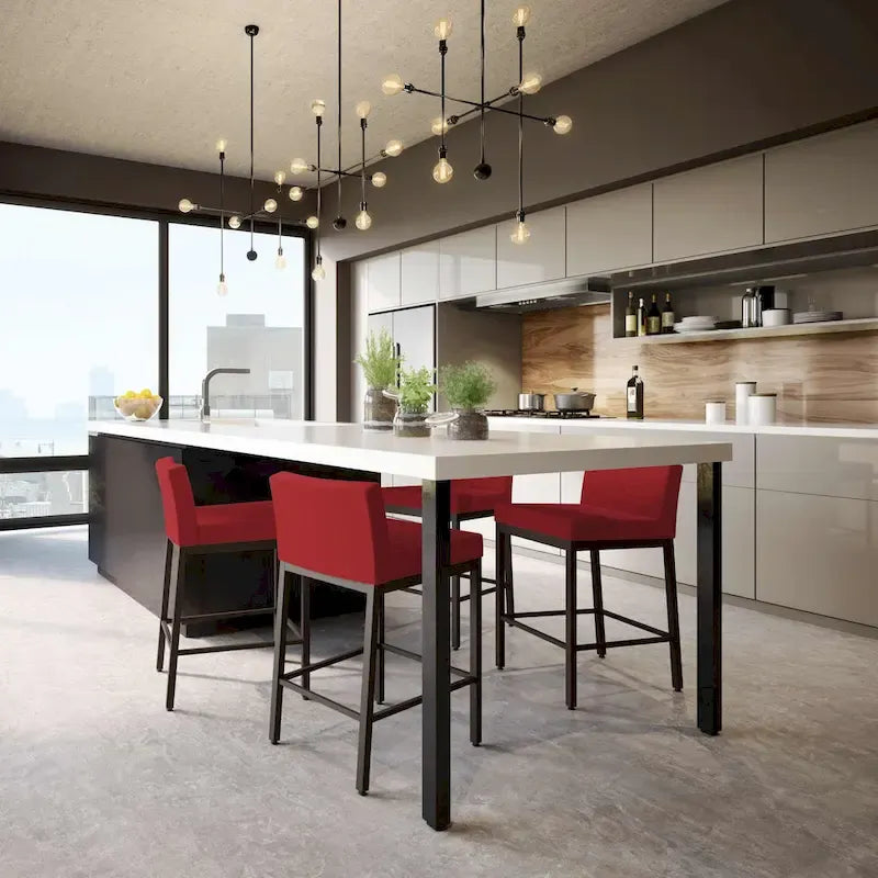 Counter Height Bar Stool with Welded Metal Frame and Scratch-Resistant Finish