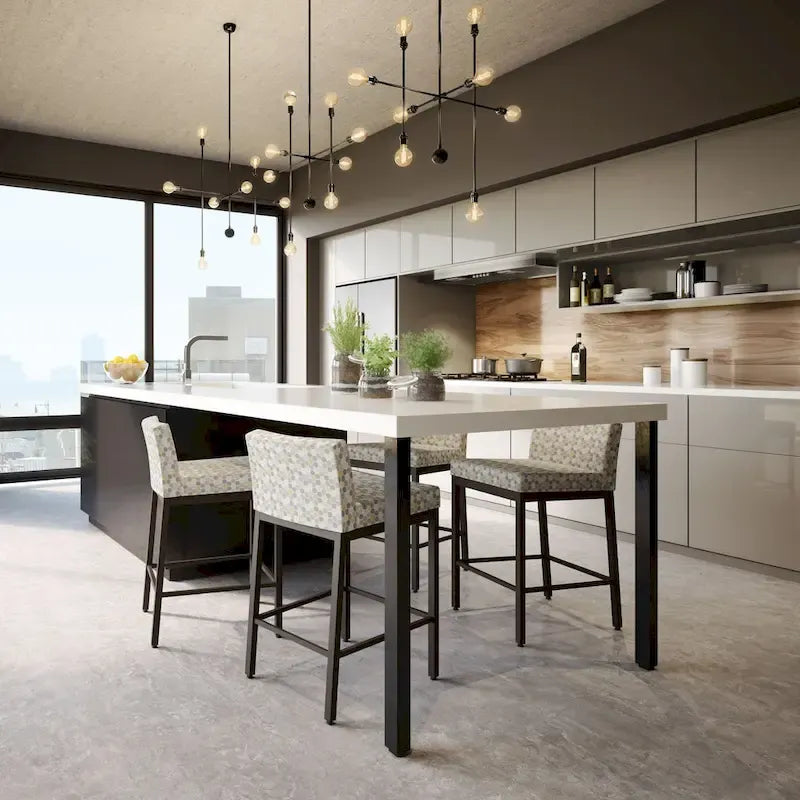 Counter Height Bar Stool with Welded Metal Frame and Scratch-Resistant Finish