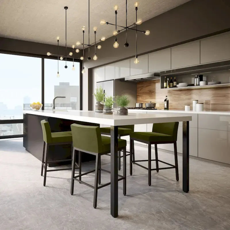 Counter Height Bar Stool with Welded Metal Frame and Scratch-Resistant Finish