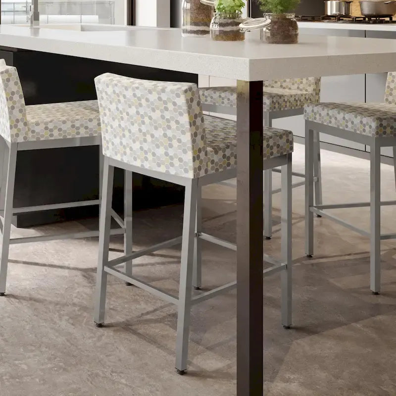 Counter Height Bar Stool with Welded Metal Frame and Scratch-Resistant Finish