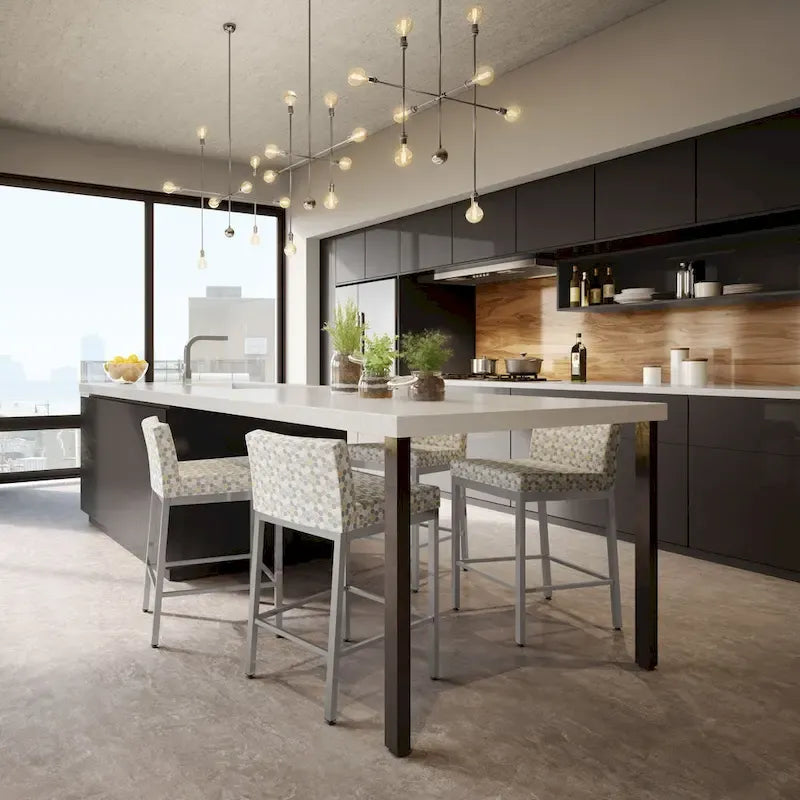 Counter Height Bar Stool with Welded Metal Frame and Scratch-Resistant Finish