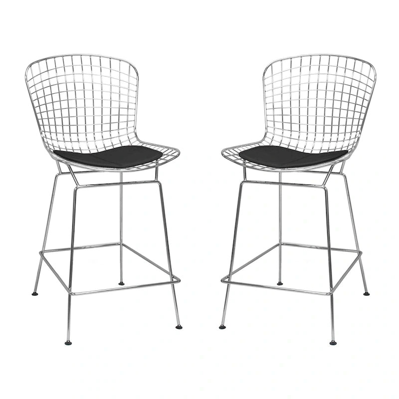 Mid-Century Modern Chrome Wire Counter Stool, Set of 2