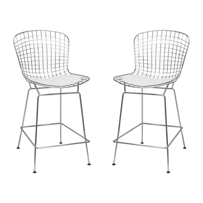 Mid-Century Modern Chrome Wire Counter Stool, Set of 2