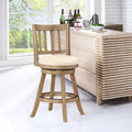 Counter Height Swivel Stool with Linen Seat and Wire-Brush Wood Finish