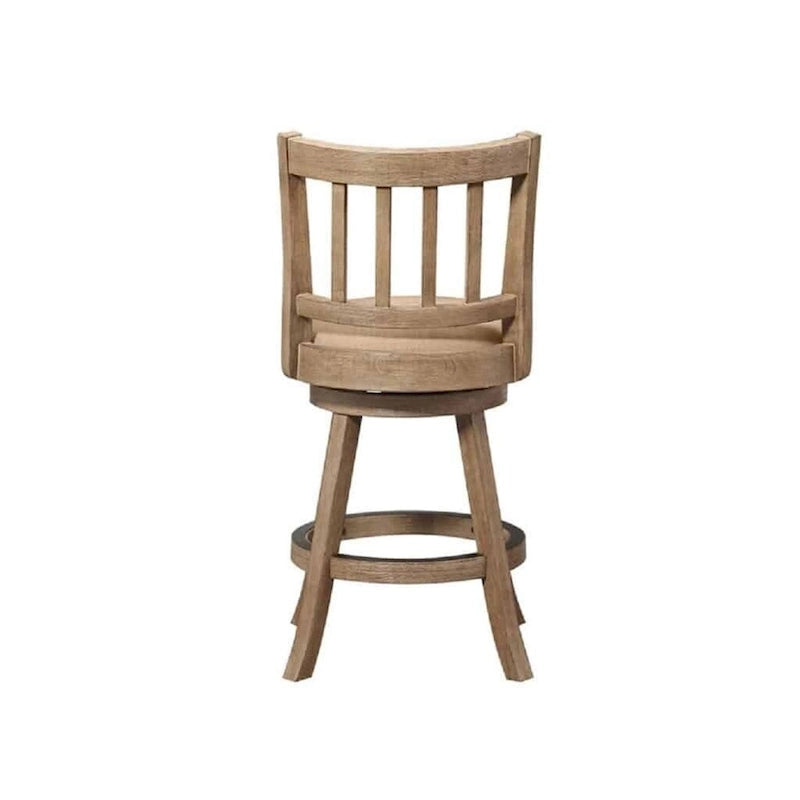 Counter Height Swivel Stool with Linen Seat and Wire-Brush Wood Finish