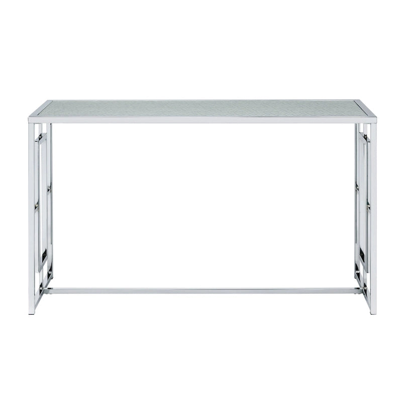 48-Inch Ripple Glass Console Table with Chrome Steel Frame
