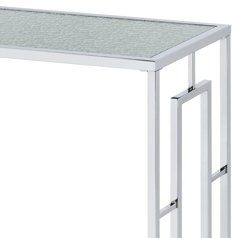 48-Inch Ripple Glass Console Table with Chrome Steel Frame
