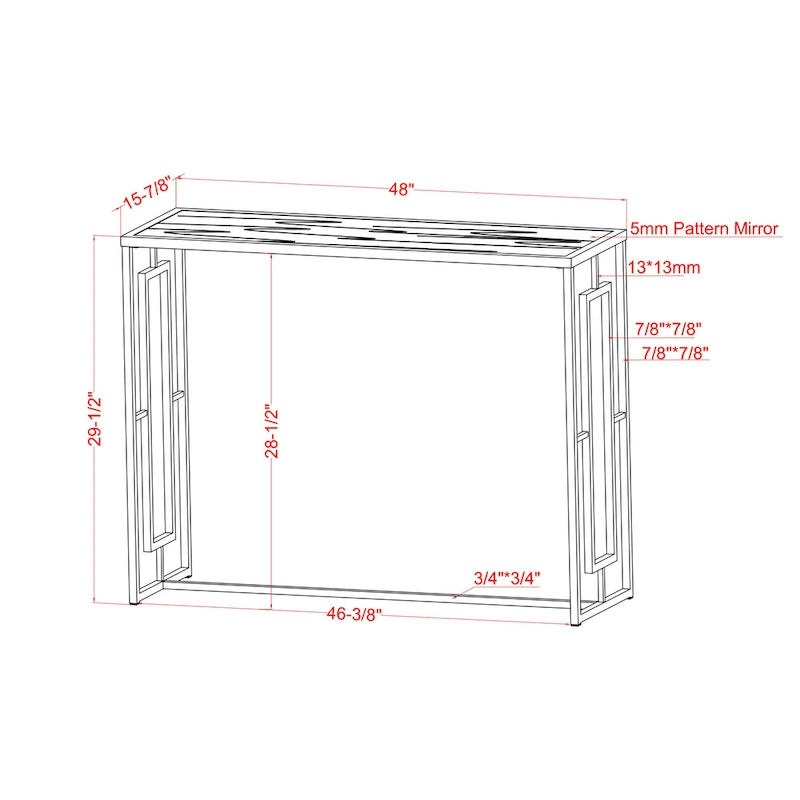 48-Inch Ripple Glass Console Table with Chrome Steel Frame