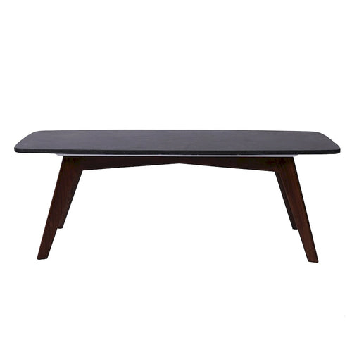 18 x 43.5-Inch Rectangular Black Marble Coffee Table with Walnut Legs