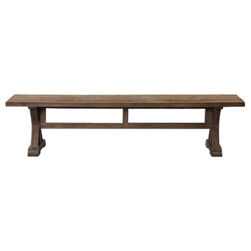 48-Inch Upholstered Bench with Grey Fabric and Tapered Wood Legs