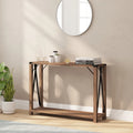 2-Tier Farmhouse Console Table with Metal Braces and Corner Caps