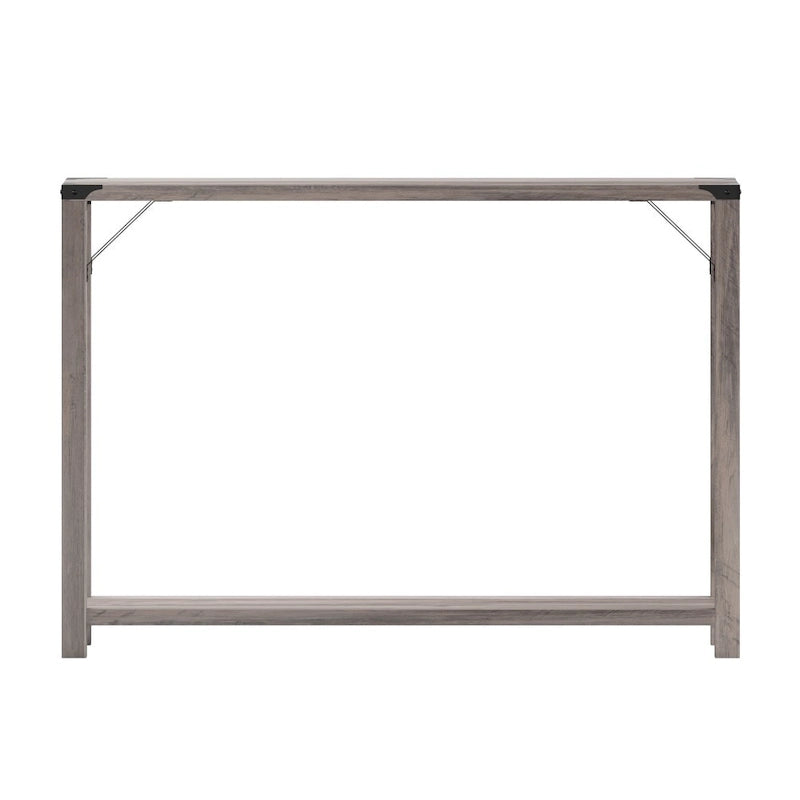 2-Tier Farmhouse Console Table with Metal Braces and Corner Caps