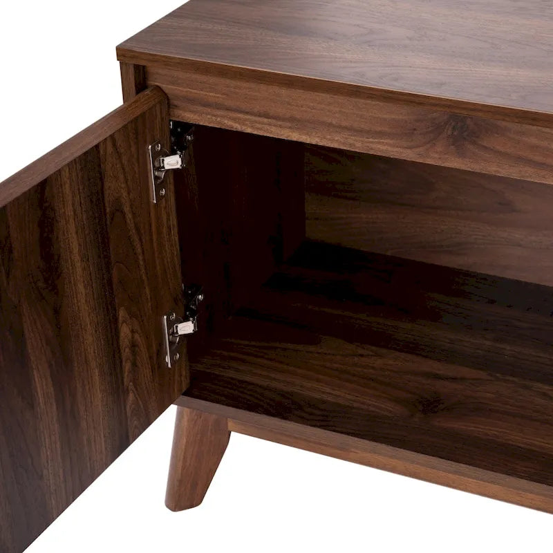 Mid-Century Media Console with Soft-Close Doors and Adjustable Shelf