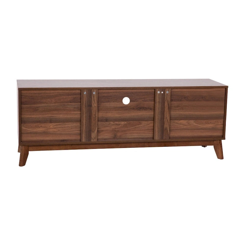 Mid-Century Media Console with Soft-Close Doors and Adjustable Shelf