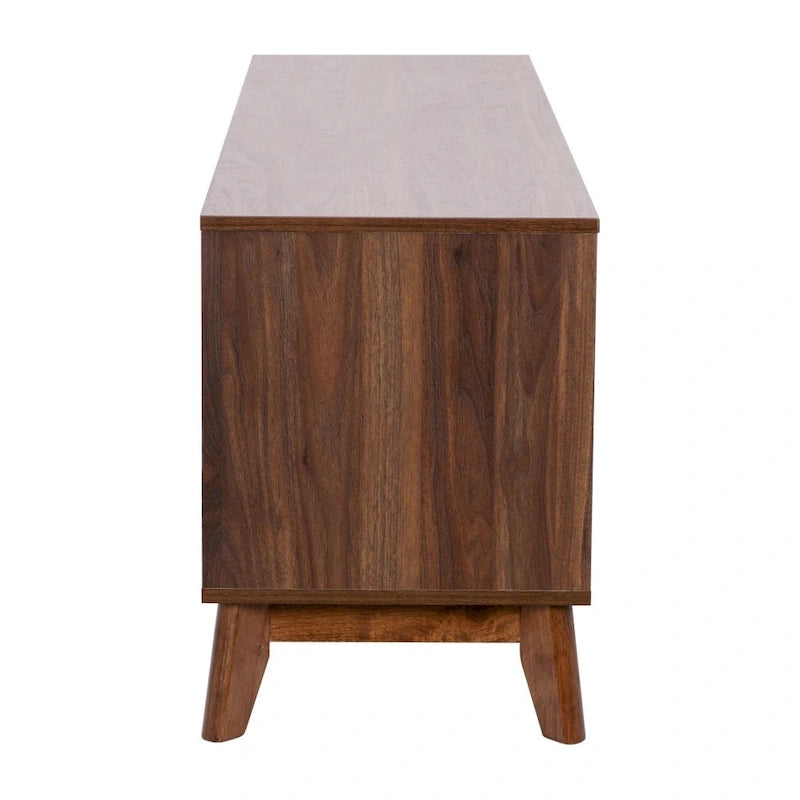 Mid-Century Media Console with Soft-Close Doors and Adjustable Shelf