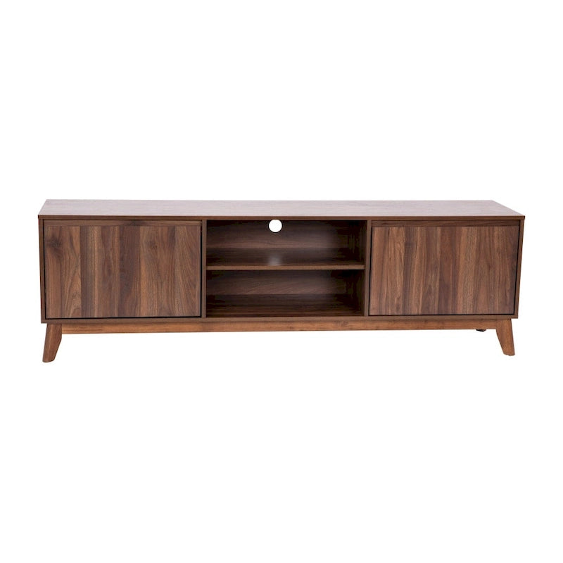 Mid-Century Media Console with Soft-Close Doors and Adjustable Shelf
