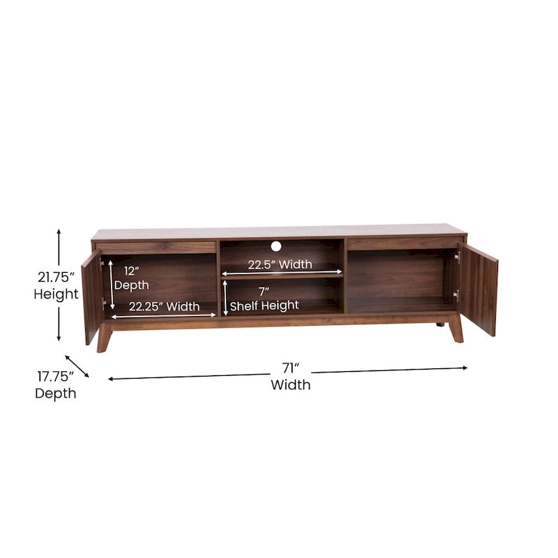 Mid-Century Media Console with Soft-Close Doors and Adjustable Shelf