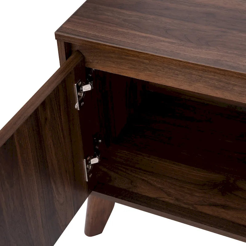 Mid-Century Media Console with Soft-Close Doors and Adjustable Shelf