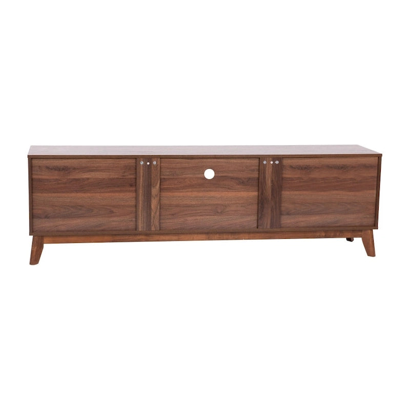 Mid-Century Media Console with Soft-Close Doors and Adjustable Shelf