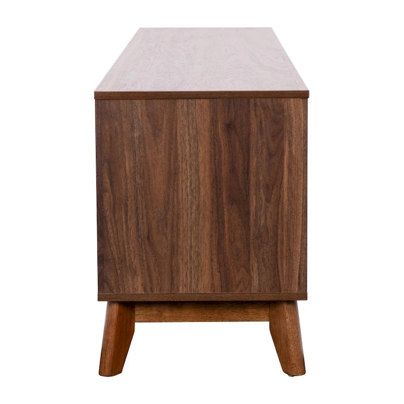 Mid-Century Media Console with Soft-Close Doors and Adjustable Shelf