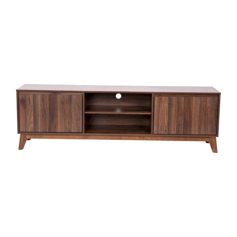 Mid-Century Media Console with Soft-Close Doors and Adjustable Shelf