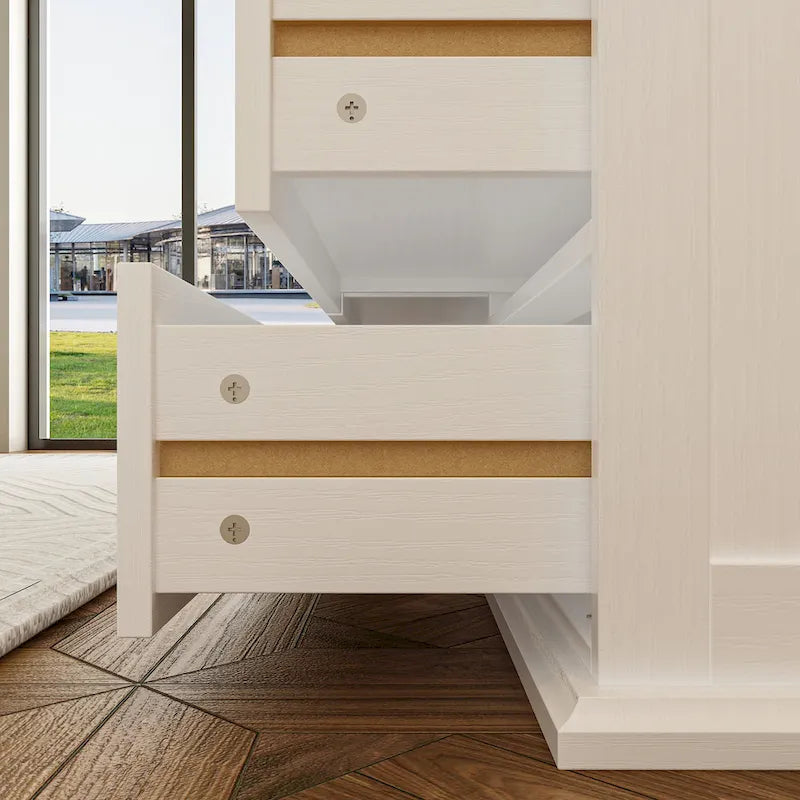 12-Drawer Dresser in Brown and White, 61-Inch Wide