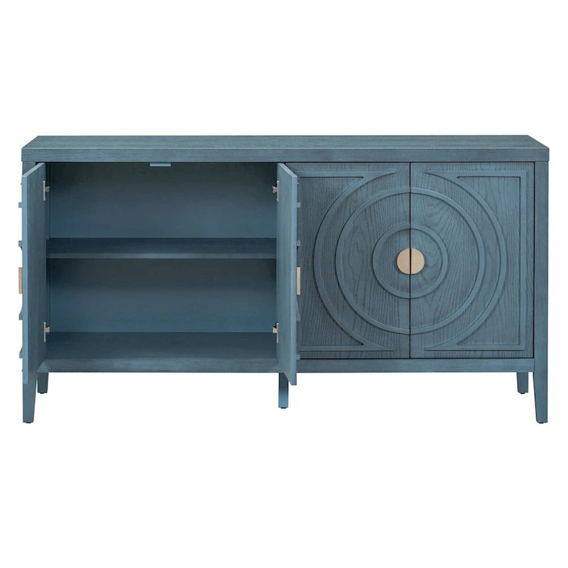 Retro Sideboard with Circular Groove Design Cabinet Doors