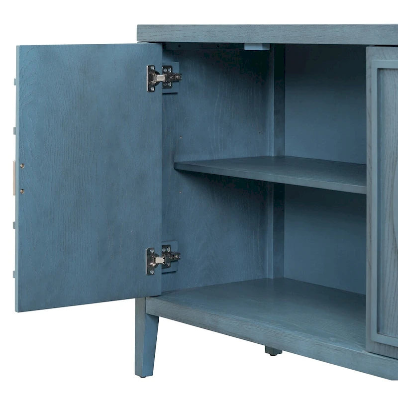 Retro Sideboard with Circular Groove Design Cabinet Doors