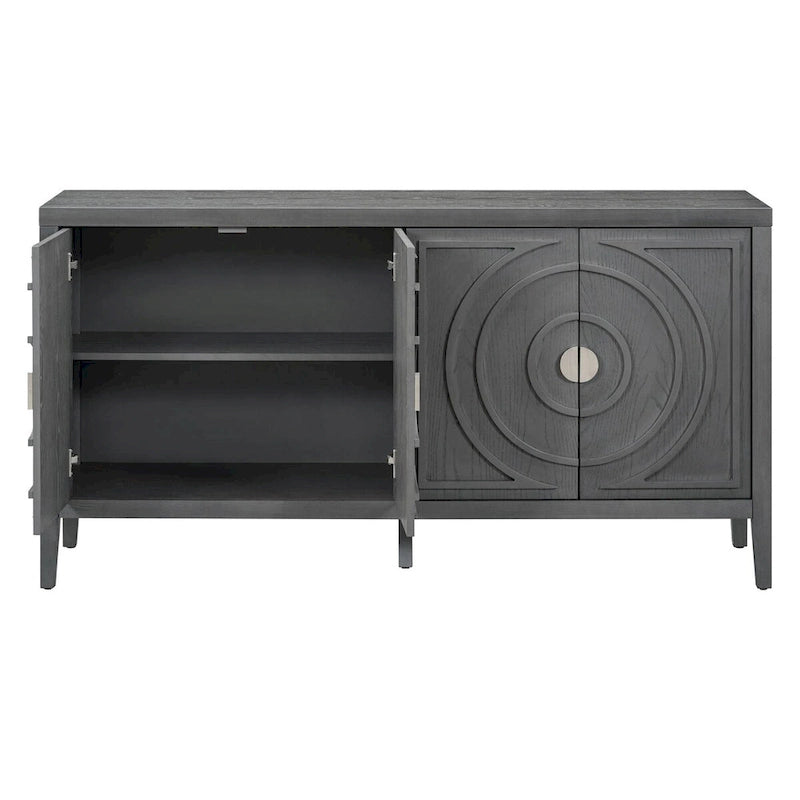 Retro Sideboard with Circular Groove Design Cabinet Doors
