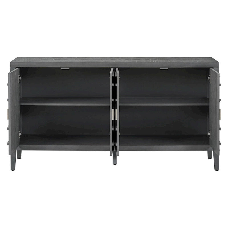 Retro Sideboard with Circular Groove Design Cabinet Doors