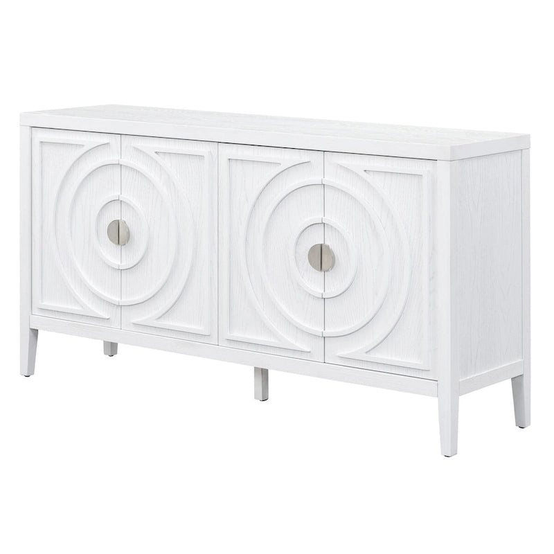 Retro Sideboard with Circular Groove Design Cabinet Doors