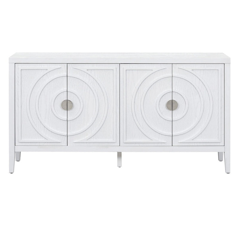 Retro Sideboard with Circular Groove Design Cabinet Doors