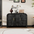 Curved Sideboard with Fir Veneer, Gold Handles and Adjustable Shelves