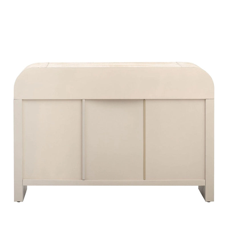 Curved Sideboard with Fir Veneer, Gold Handles and Adjustable Shelves