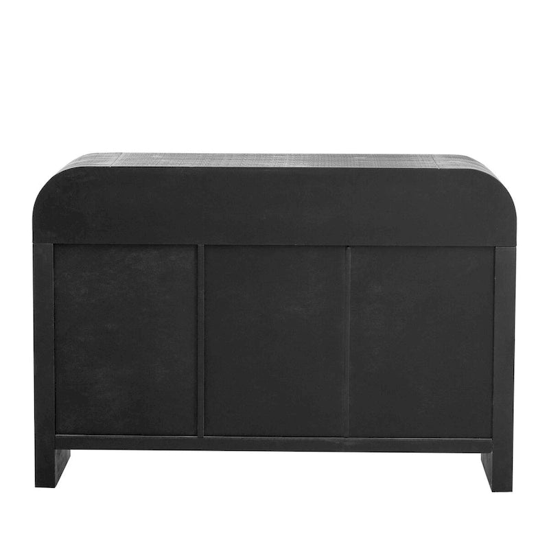 Curved Sideboard with Fir Veneer, Gold Handles and Adjustable Shelves