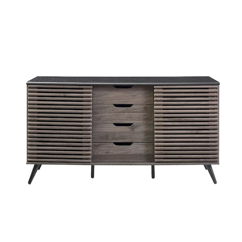 59-Inch Sideboard Storage Cabinet with 4 Drawers and 2 Sliding Doors